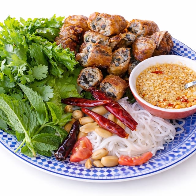 Vegetarian Lao Style Fried Spring Rolls.