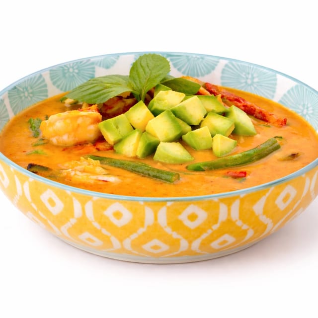 Mango or Avocado Shrimp Panang Curry.